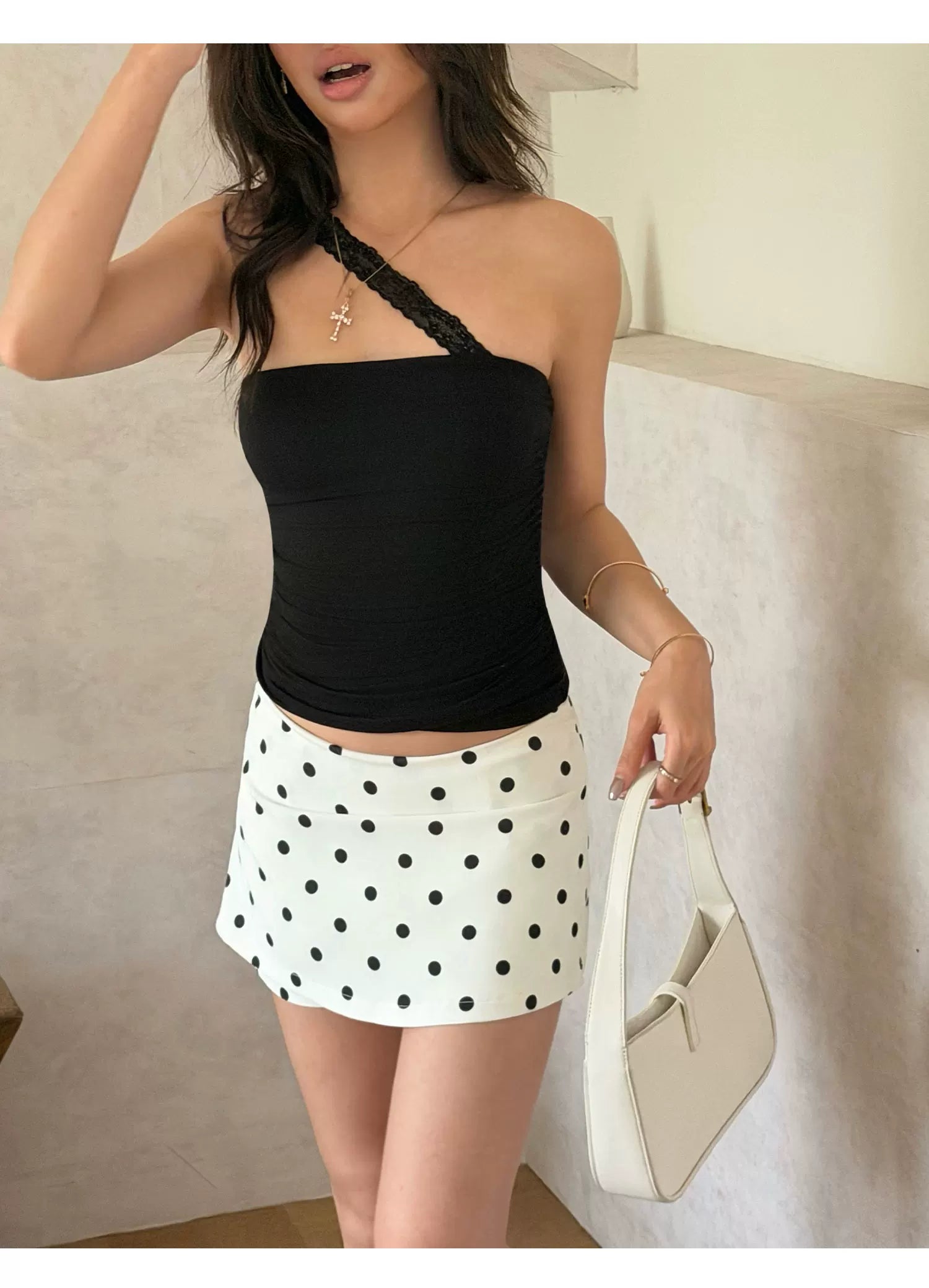 Audwyn Polka Dot Skinny Versatile Skirt