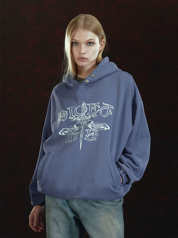 DICETINY Yuan Slaughter Sword Printed Loose Sweater