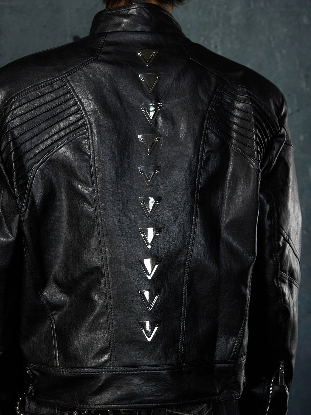 NUndefined Leather Jacket Stand-up Collar Motorcycle Jacket Zipper Jacket