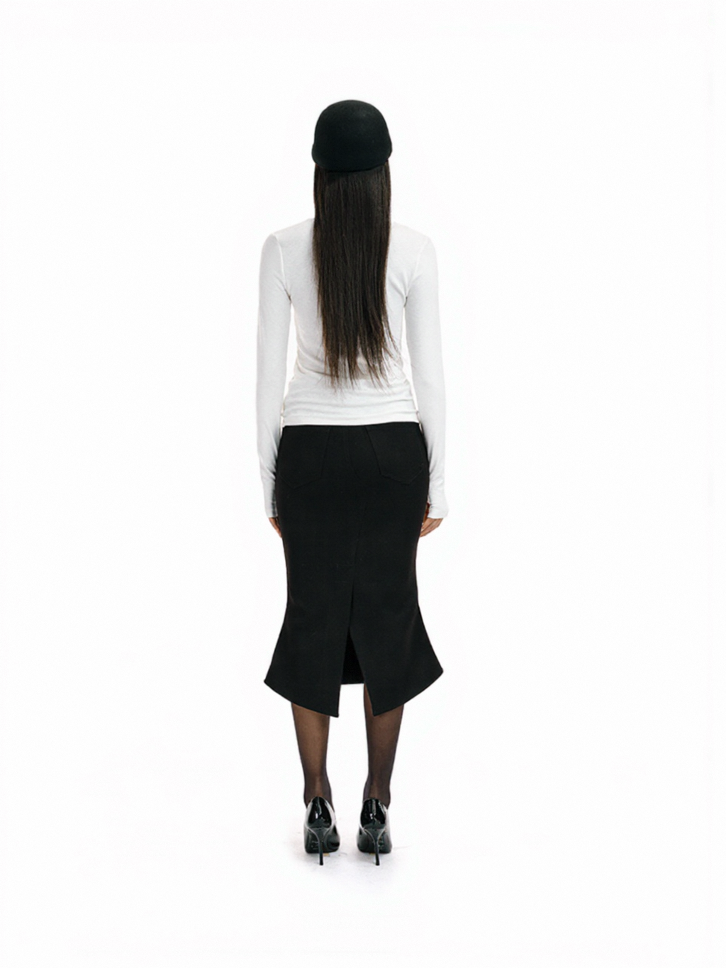 Two Little Guys Retro Woolen Slit Fishtail Skirt