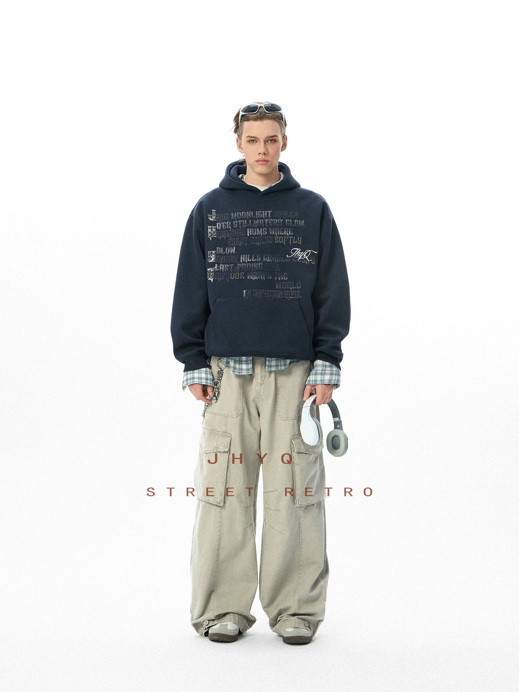 JHYQ Full English Print Loose Hoodie