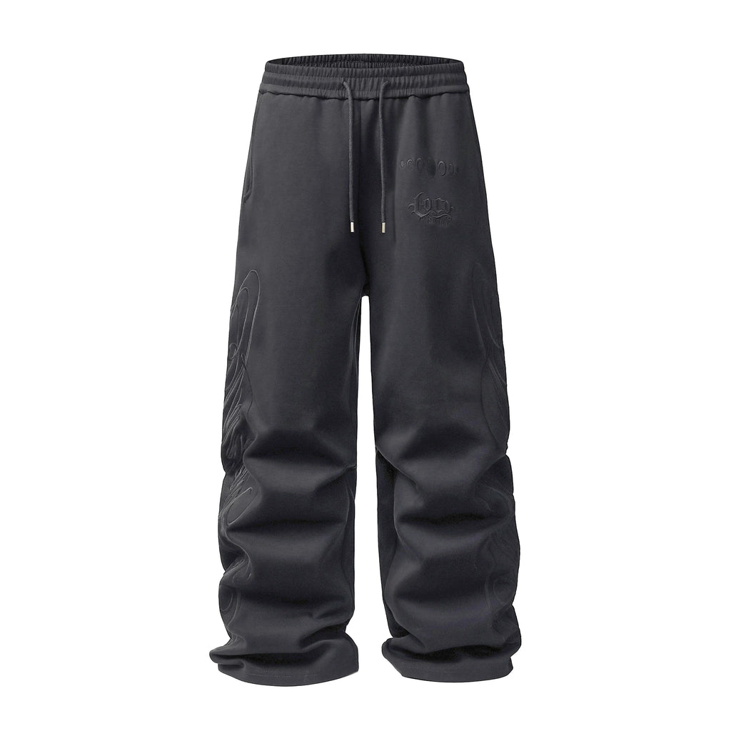 KARMANISTIC Embroidered Loose-fitting Wide-leg Sweatpants Set