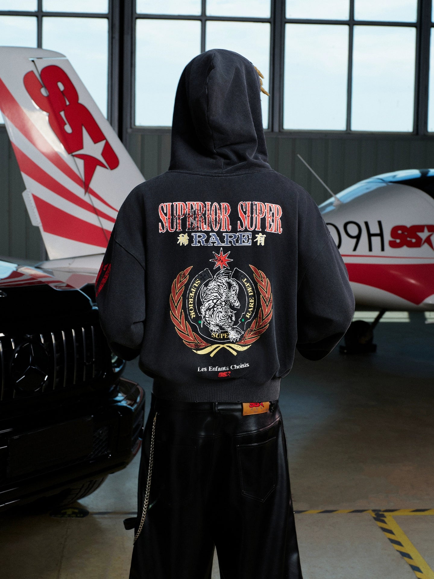 SSR "downhill Tiger" Destruction Hooded Cardigan Sweater