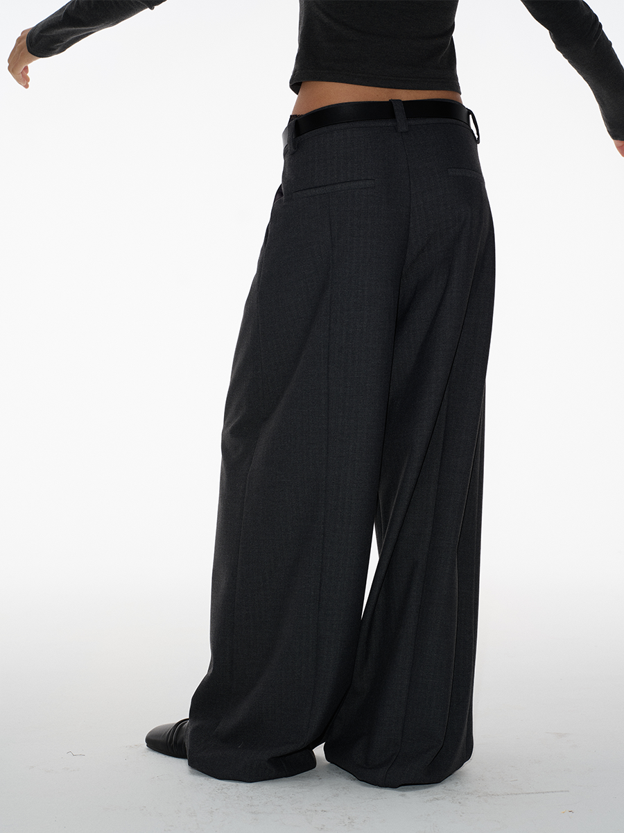 JCAESAR Herringbone Double-pleated Slacks