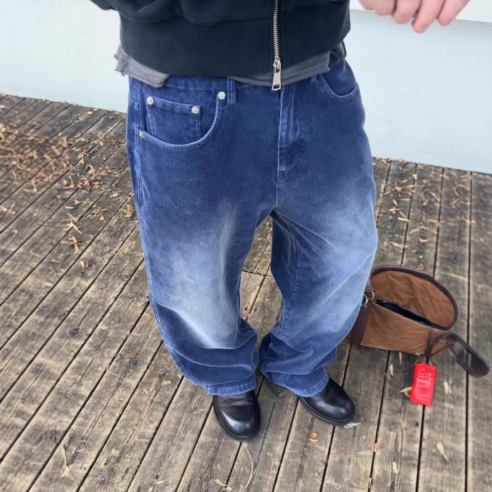 EME Vintage Straight Wide Leg Corduroy Casual Pants