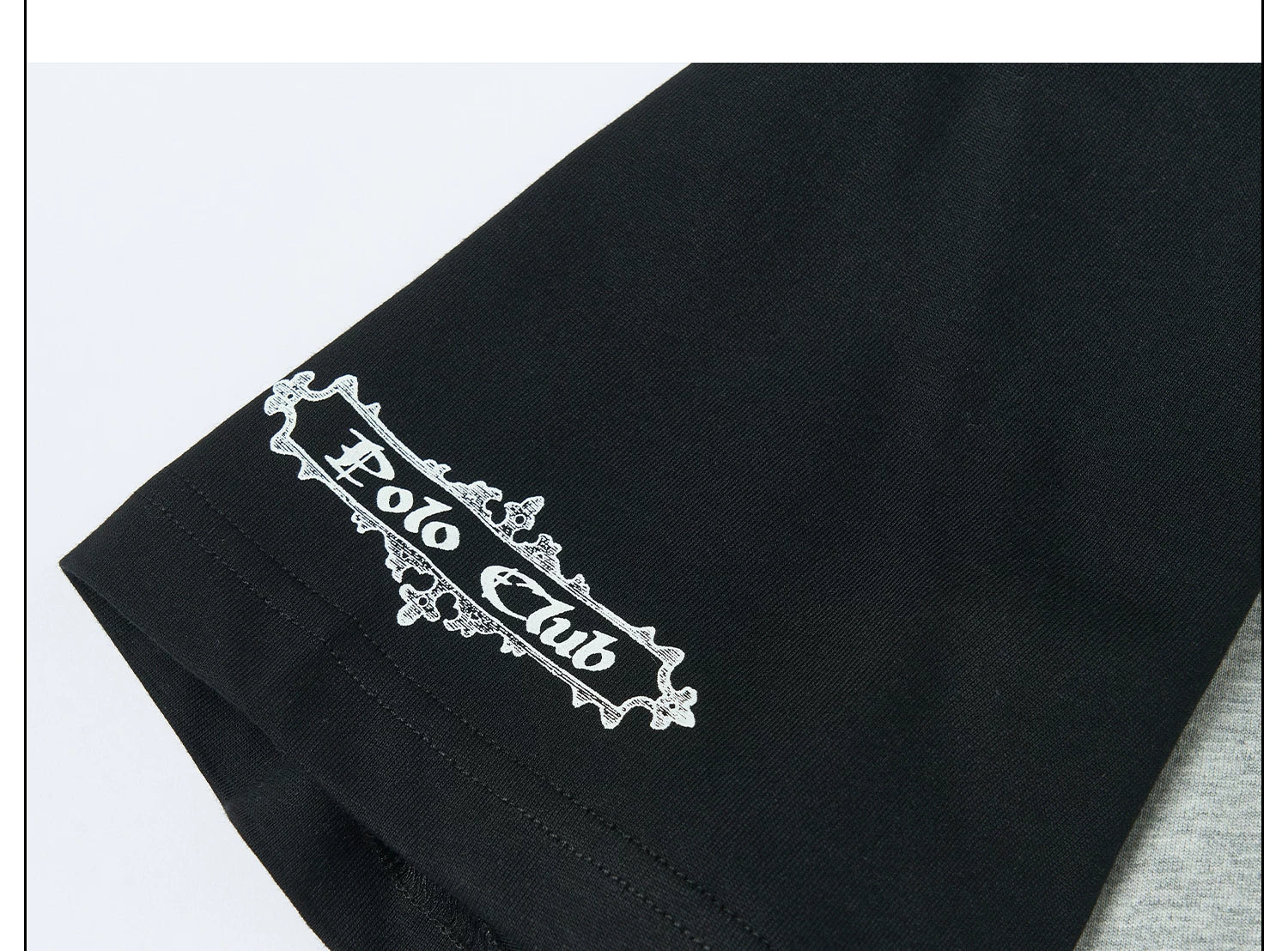 SAXGENWON Sticker Embroidery Splicing Print Front Shoulder Tee