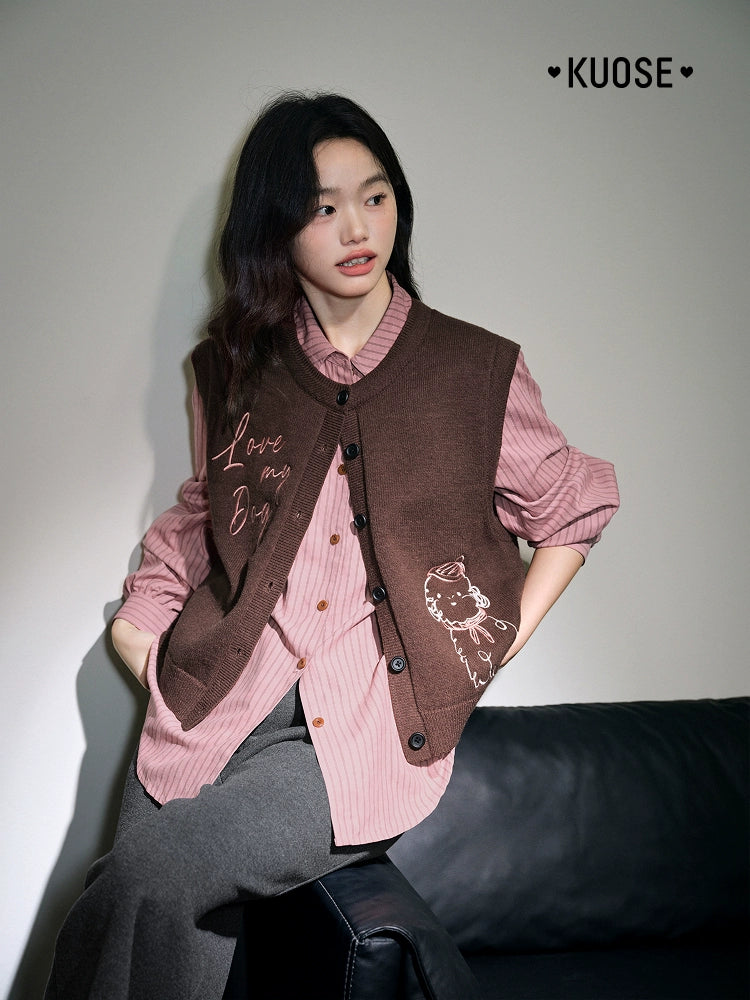 Kuose Embroidered Knitted Vest