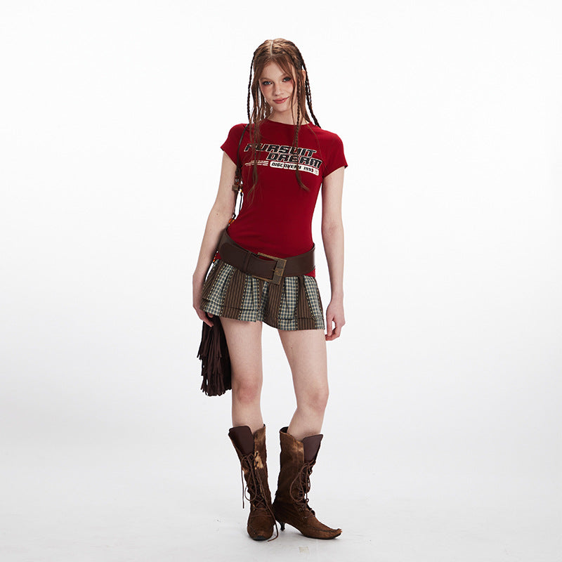 HeyHenry Niche Letter Print Crew Neck Slim Tee