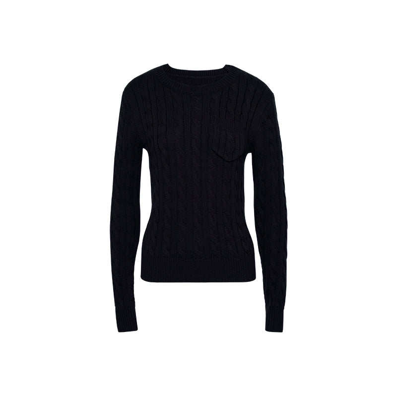 Audwyn Crew Neck Twist Sweater Slim-Fit Knitted Sweater