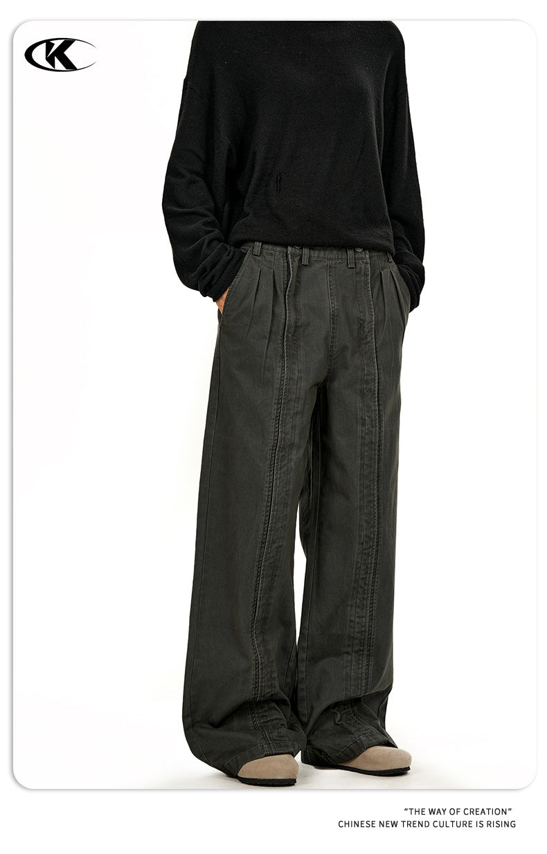 11KN Retro Wide-leg Loose Straight Slacks