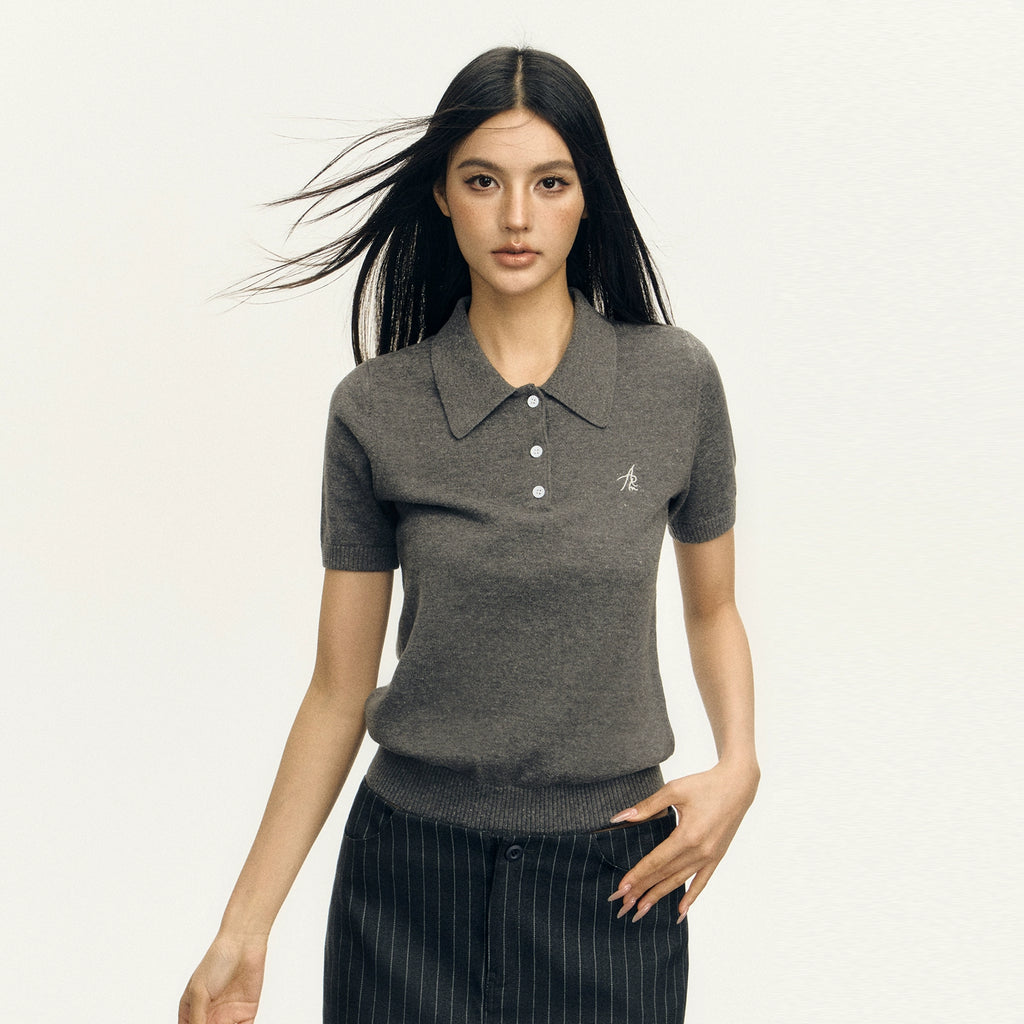 Ariseism Vintage Polo Collar Slim Knitted Tee