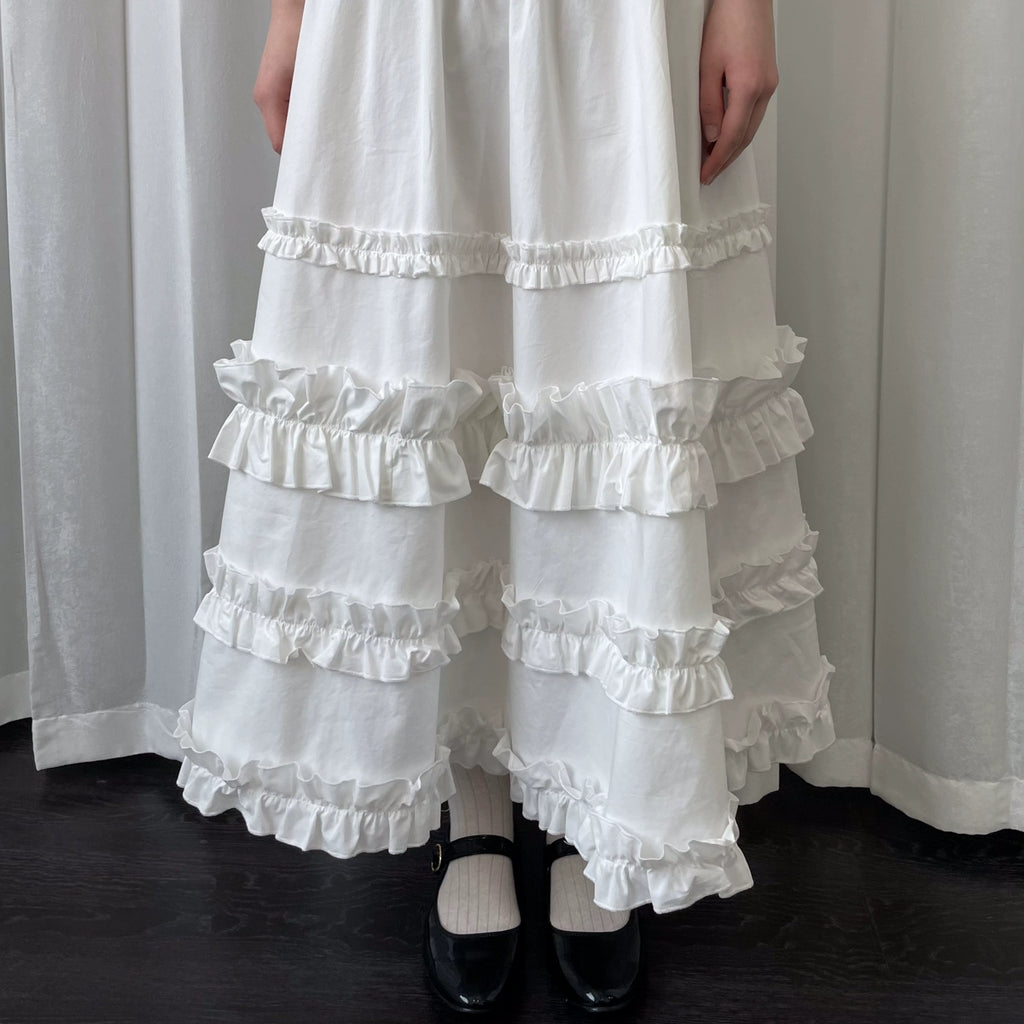 Loosesmell Fungus Edge Stitching Mid-length Skirt