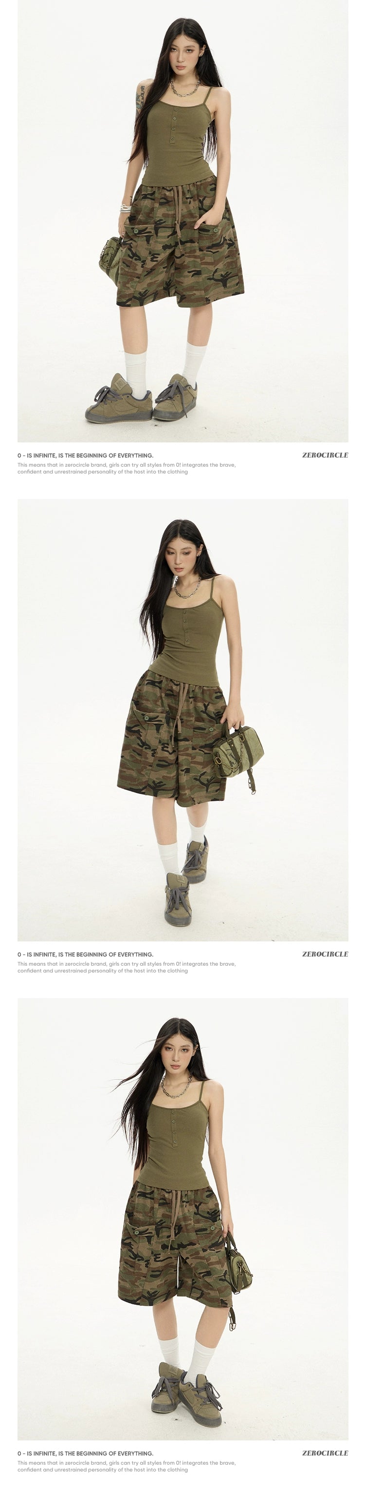 Zero Camouflage Straight Wide-leg Elastic Waist Pants