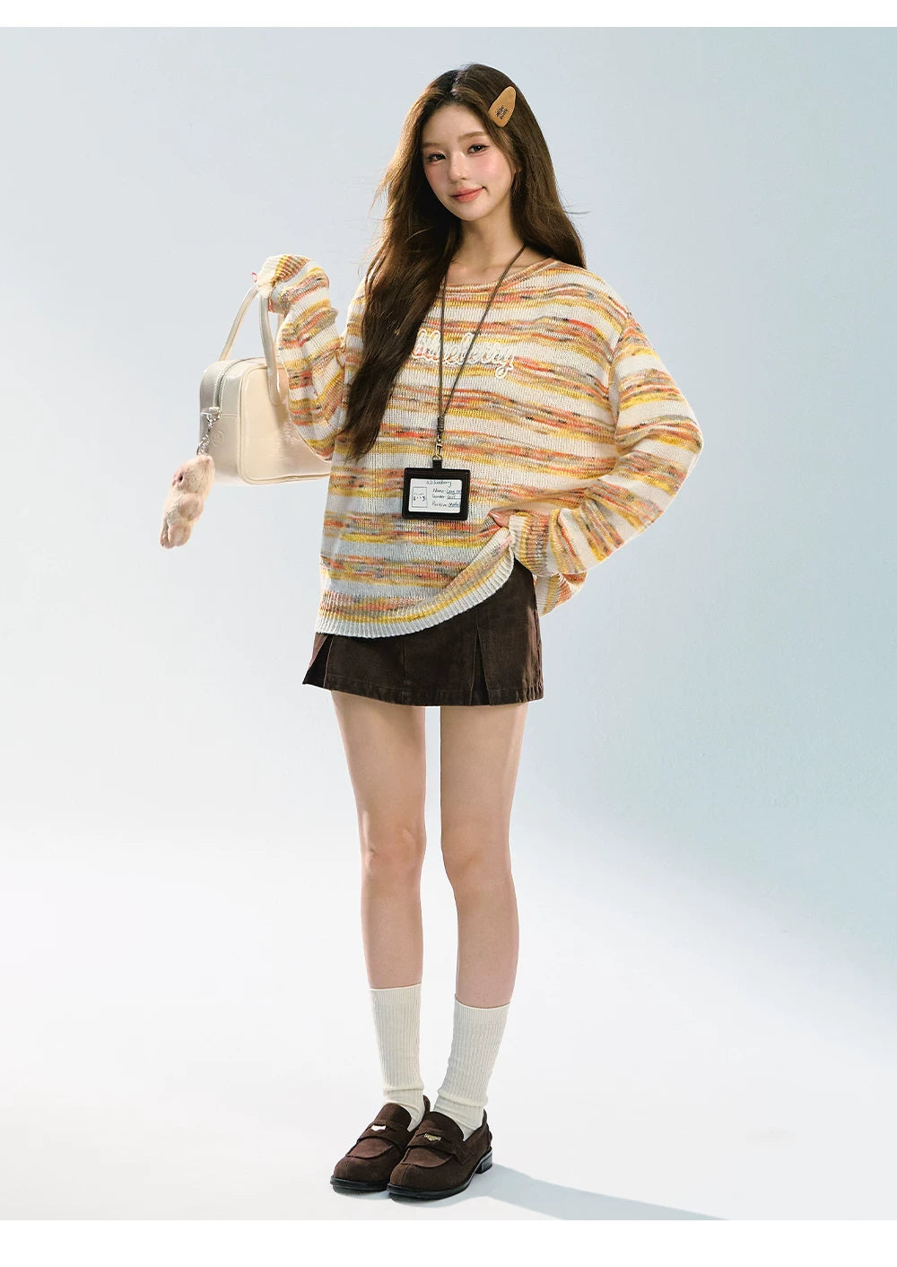 Ablueberry Gradual Change Contrasting Striped Sweater