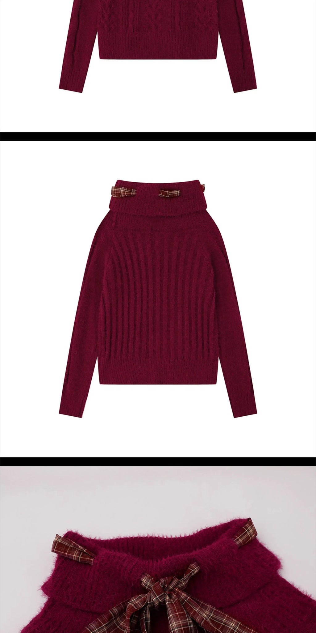 Zuocisankon High-end Bow-tie Turtleneck Sweater