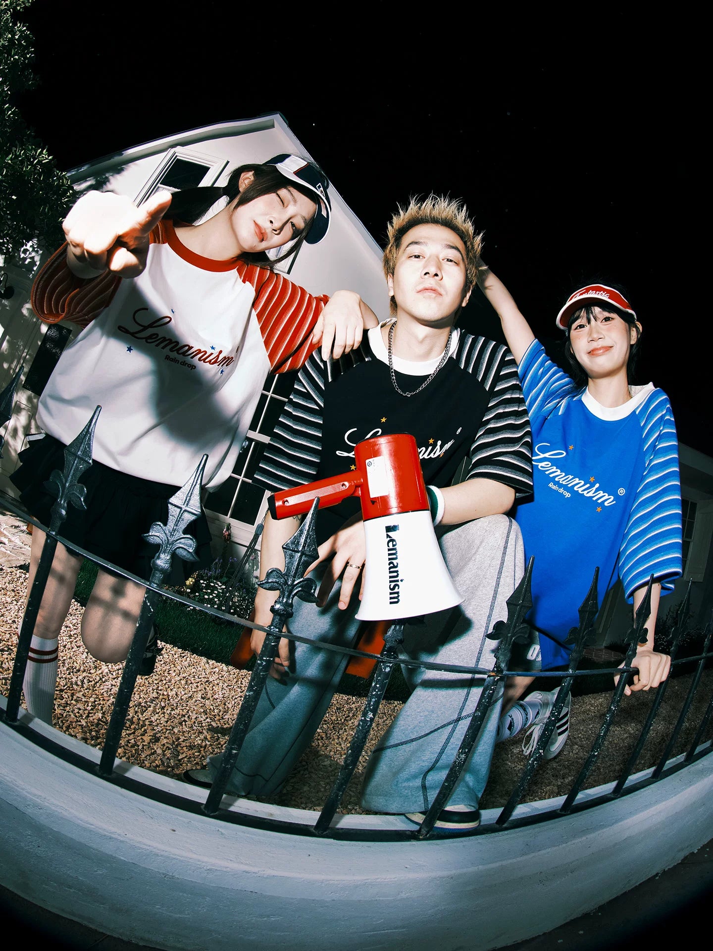 Lemanism Stripe Contrast Shoulder Letter Casual Tee