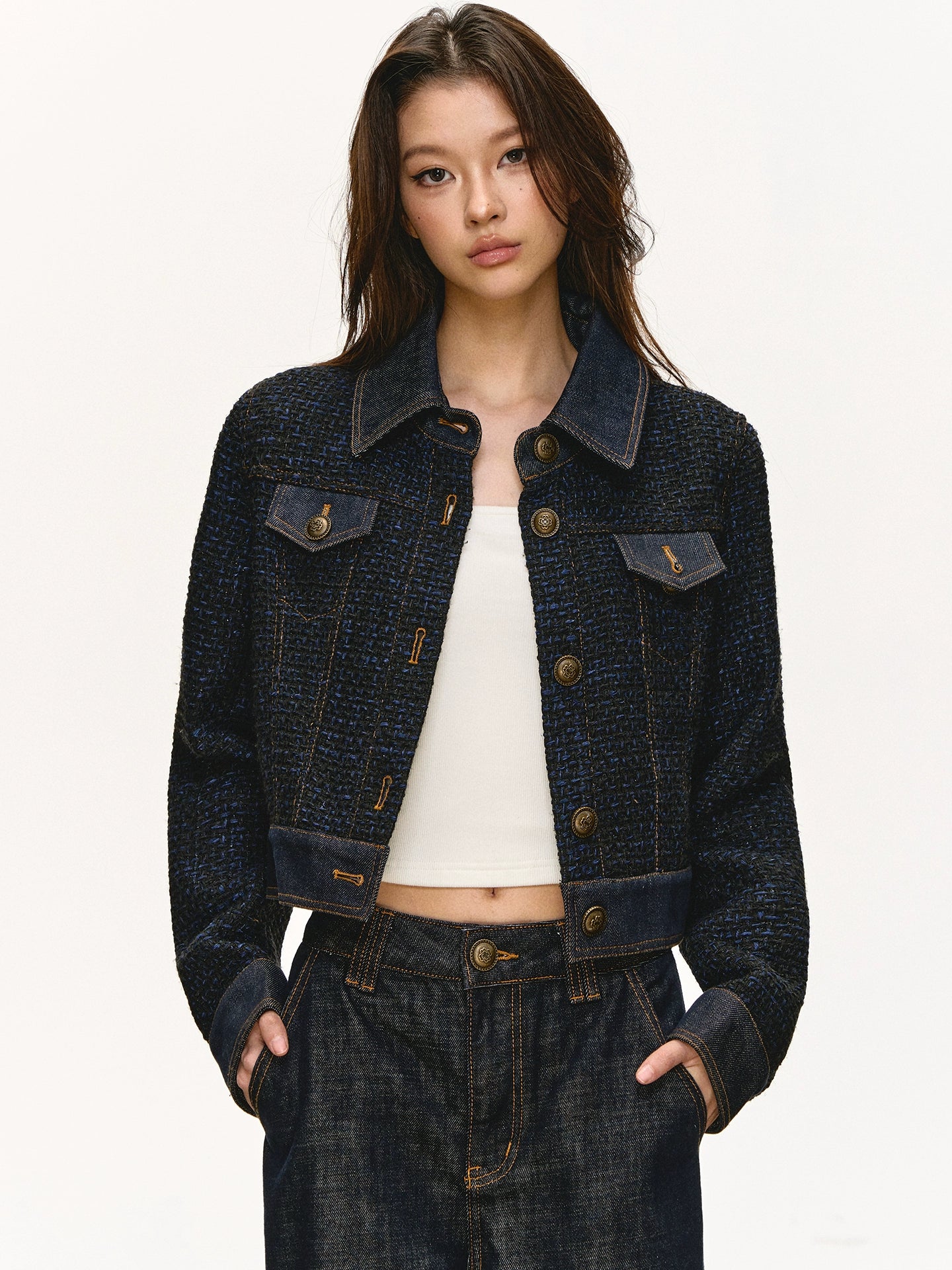 Anna Aneae Wool Xiaoxiangfeng Denim Jacket Set