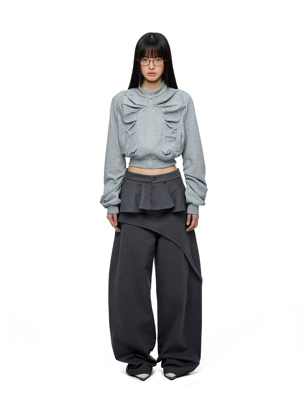 JIKOO Removable Irregular Fart Curtain Straight-leg Pants