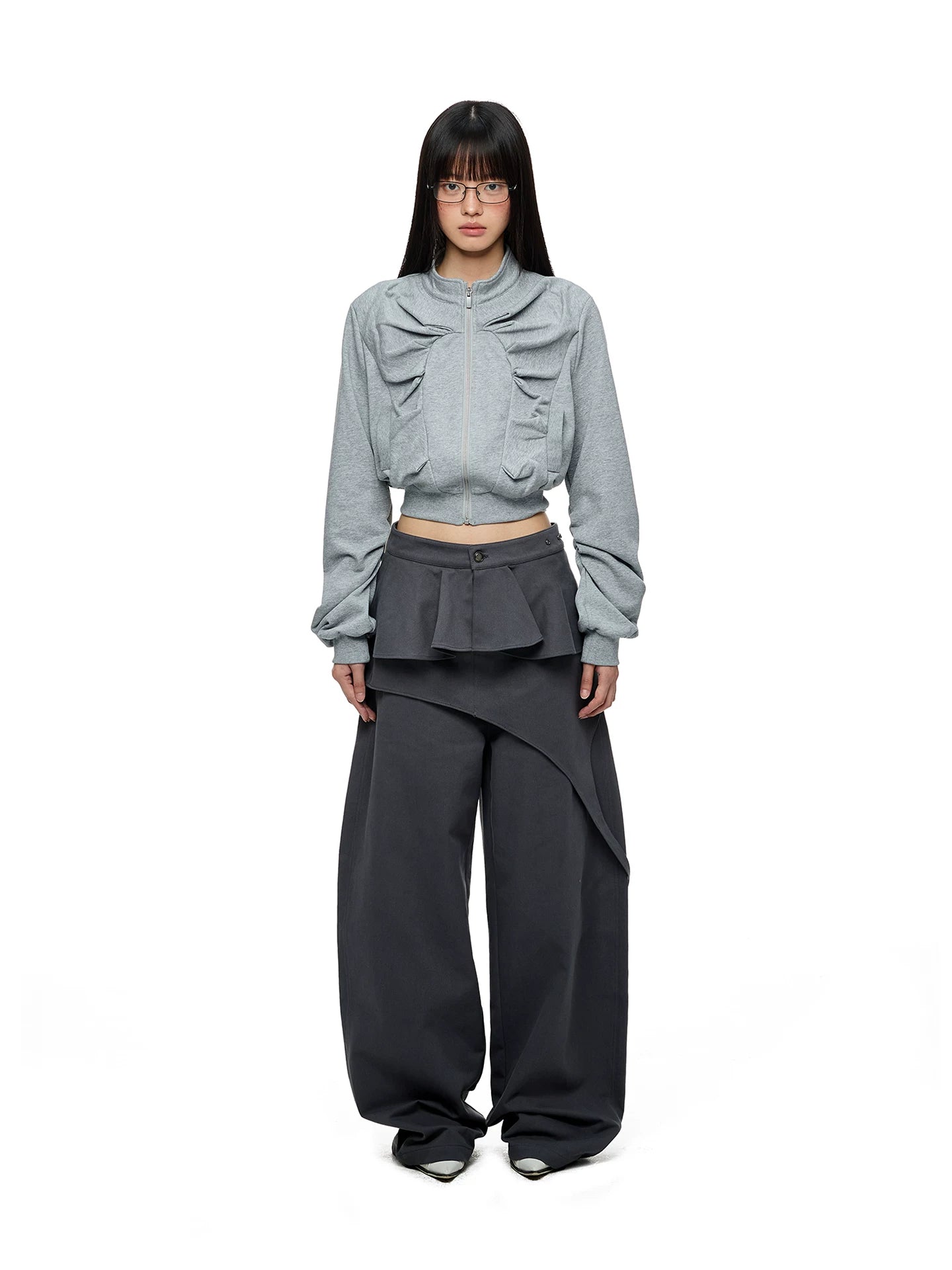 JIKOO Removable Irregular Fart Curtain Straight-leg Pants