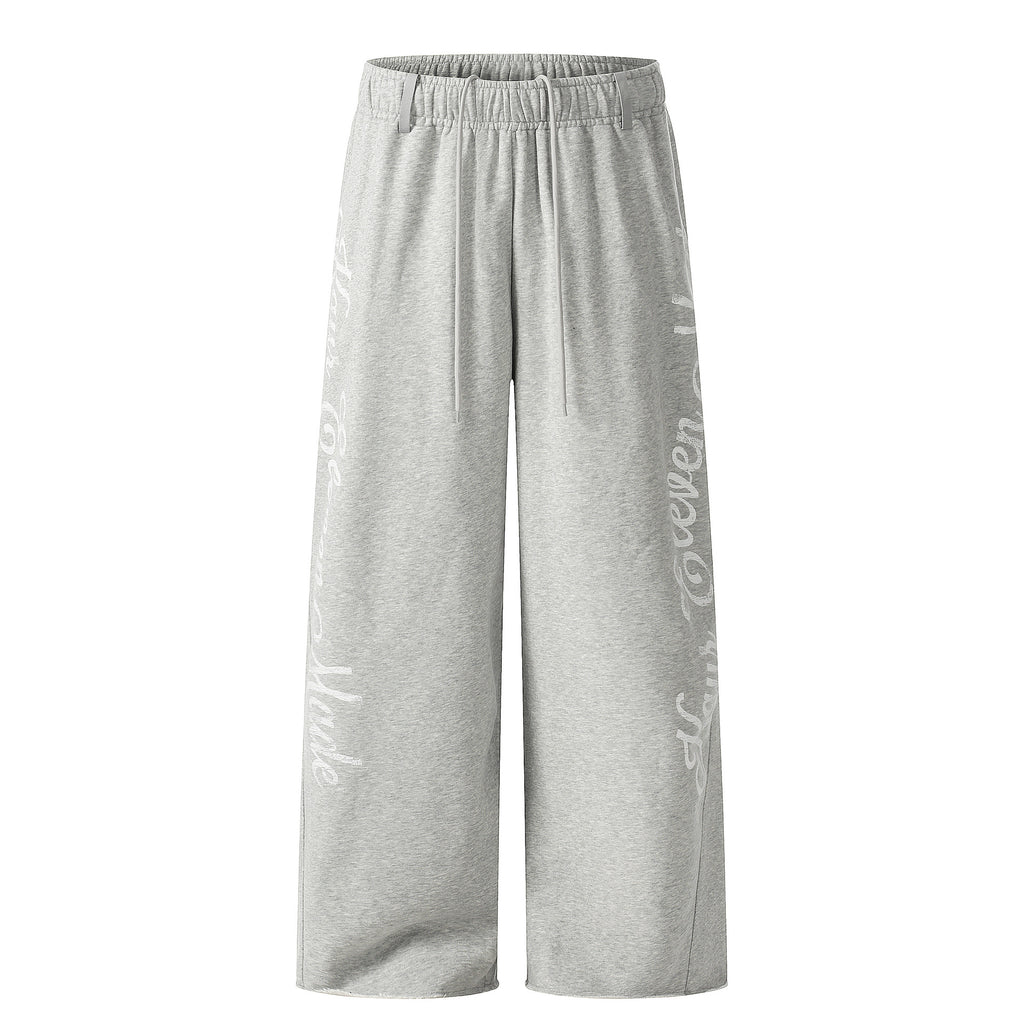 11KN Vintage Alphabet Print Casual Wide Leg Pants