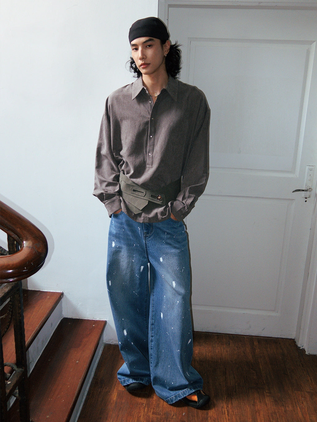 FUNKYFUN Irregular Ink Splashing Jeans