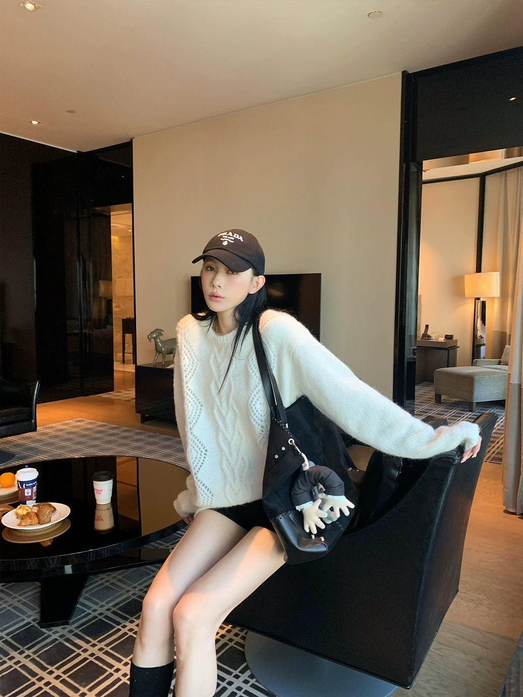 YOUNG KYLIN Hollow Lazy Rhombus Twist Sweater