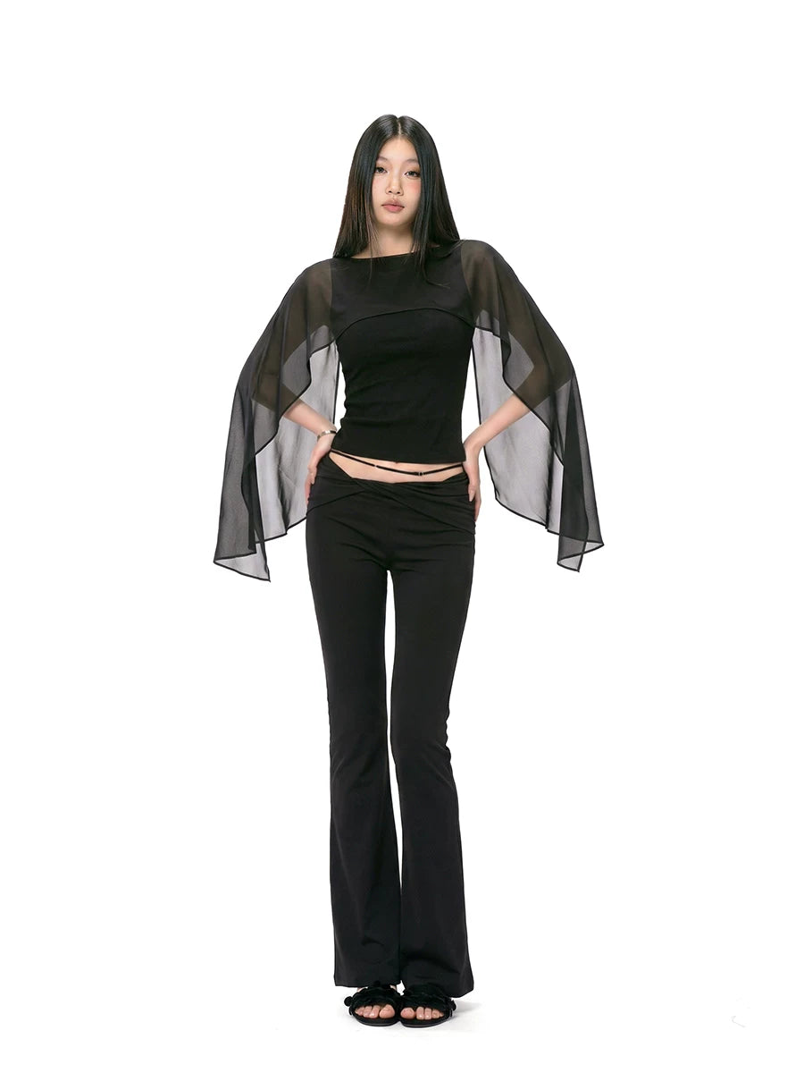 WITHMIN Tulle Shawl Backless One-word Collar Vest