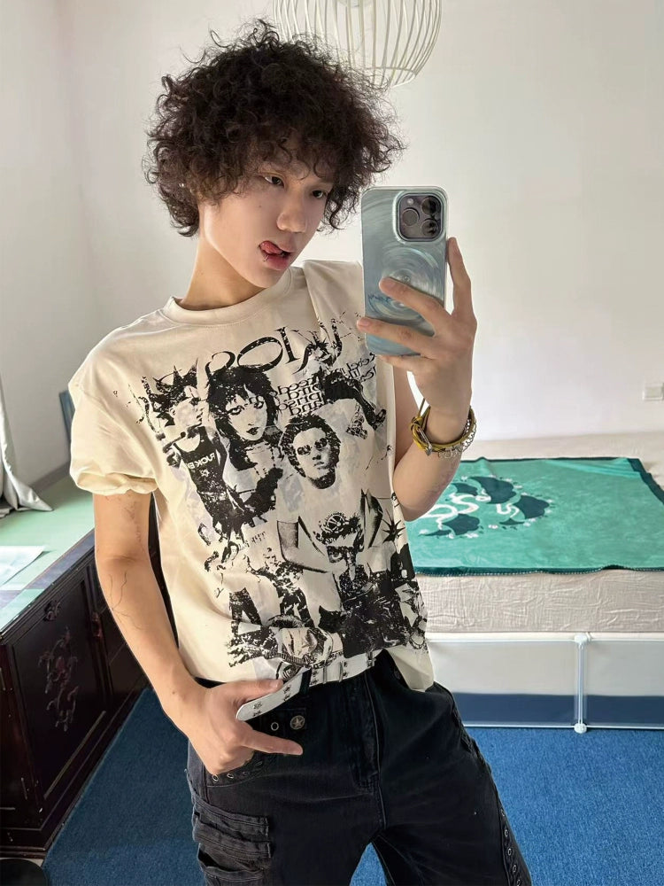 PAIKI Spiritual Portrait Retro Printed Tee