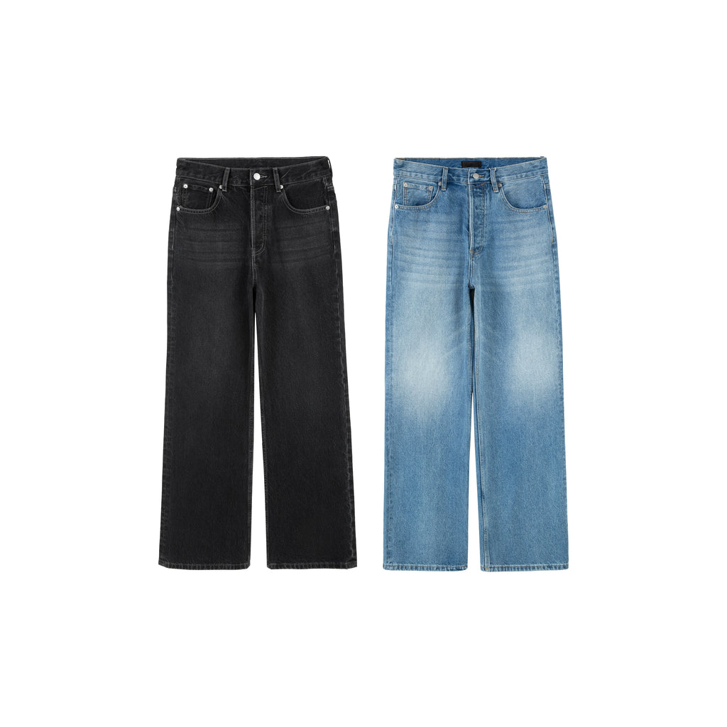 PLUS NO LOGO Washed Old Loose and Micro-pulled Jeans