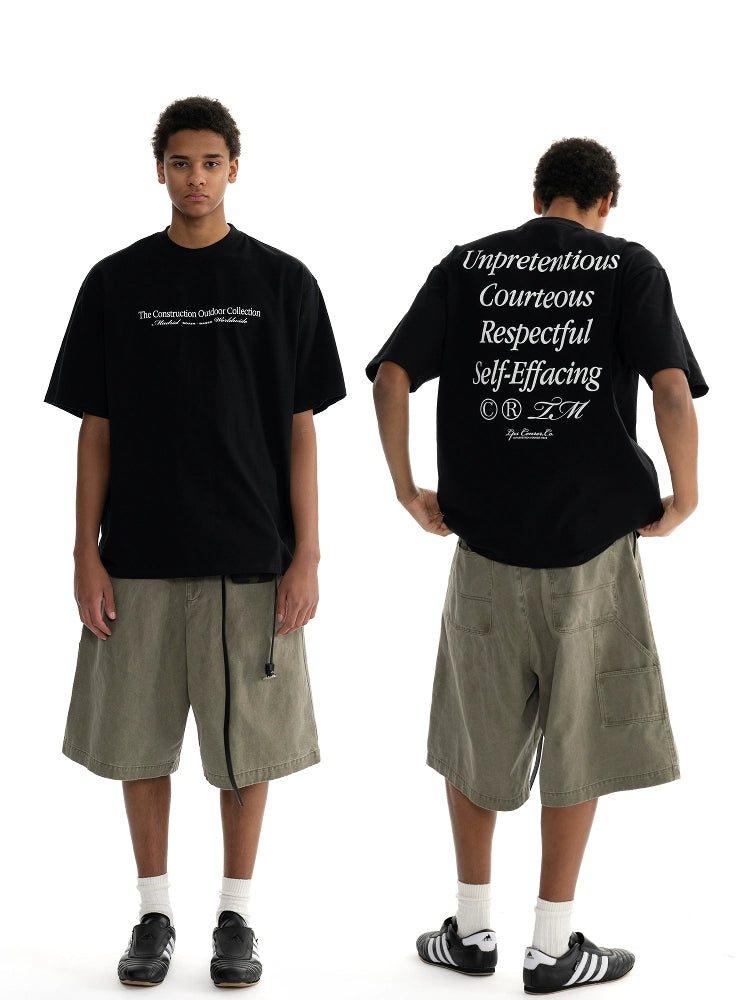 Loopsoon Front and Rear Multi-line Alphabet Printed Tee