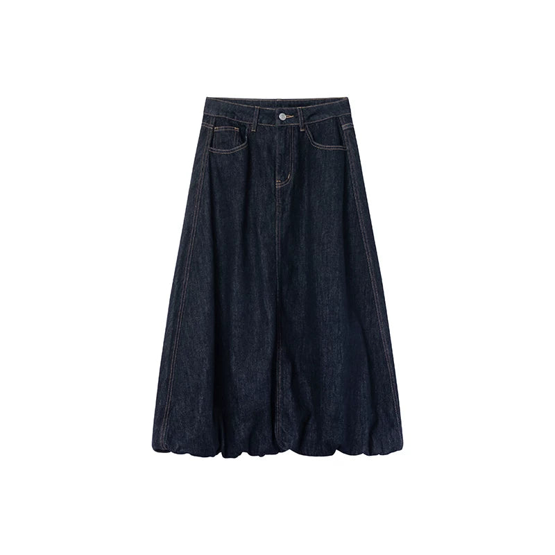 KANO High Waist Casual Denim Skirt