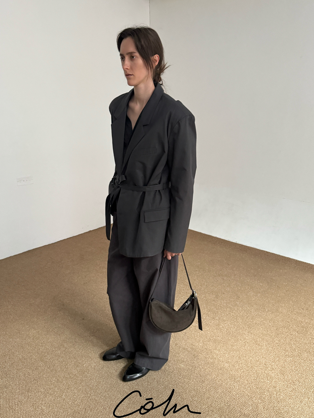 COLN Double-breasted Belt Suit