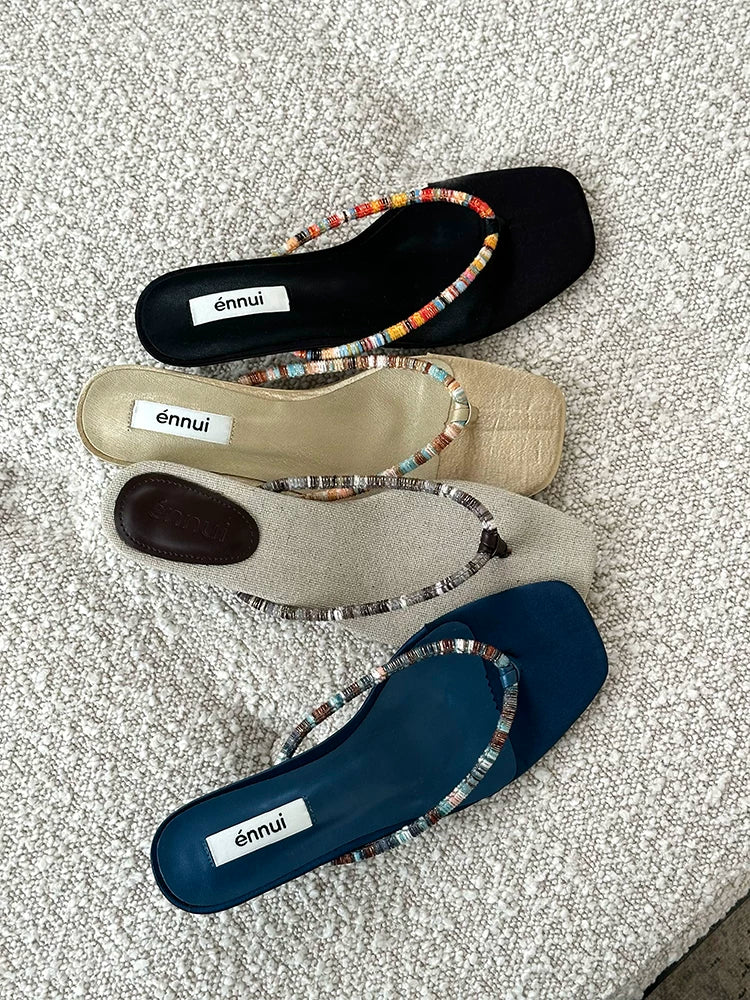 ENNUI Retro Versatile Lazy Low-heeled Sandals