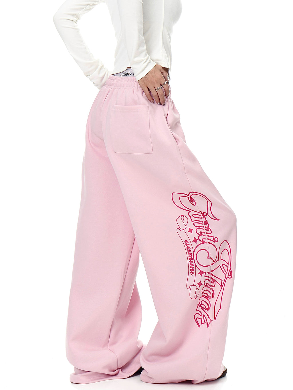 BLACKLISTS Vintage Letter Print Straight Sweatpants
