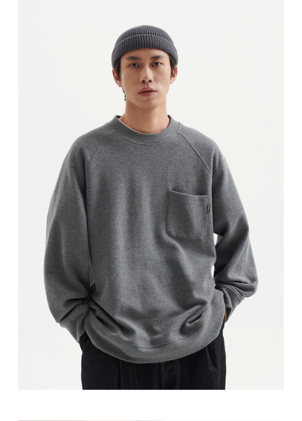 BUTTBILL 380G Japanese waffle Pure Cotton inner long-sleeve Tee