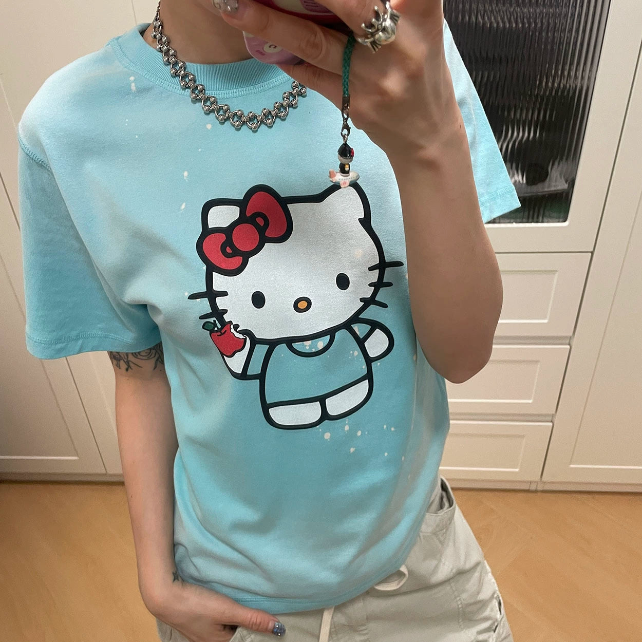 MMBBT Cute Apple Cat Inkjet Printing Tee