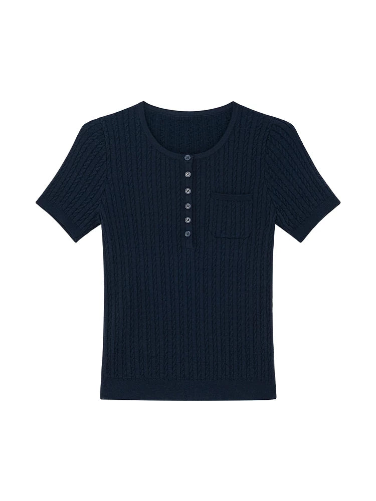KANO Crew Neck Slim Fit Versatile Knitted Tee