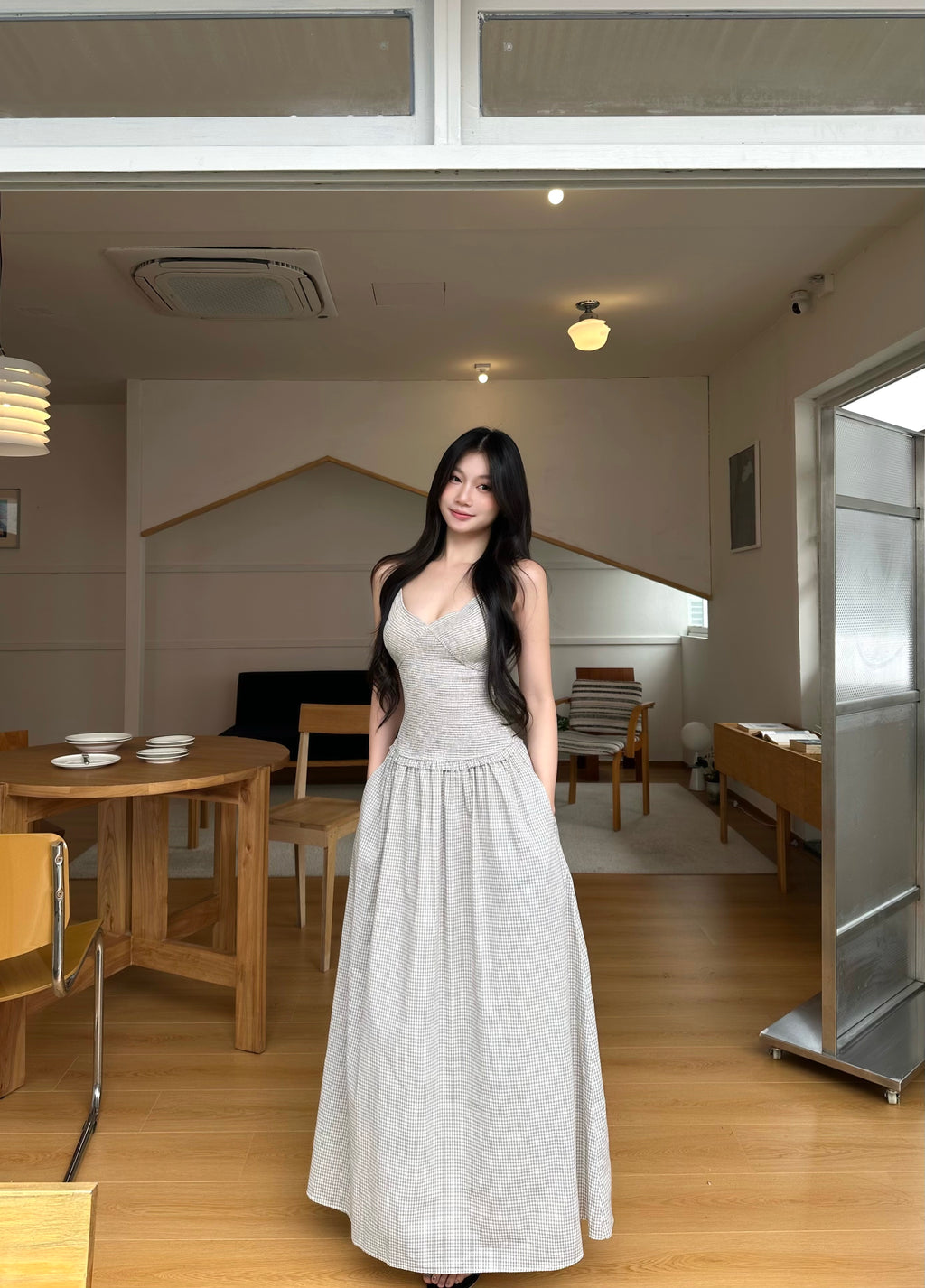 WITHMIN Retro Waist and Thin Suspender Dress