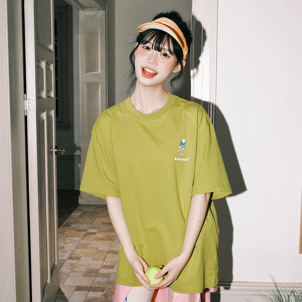Lemanism Cartoon Embroidery Loose Tee