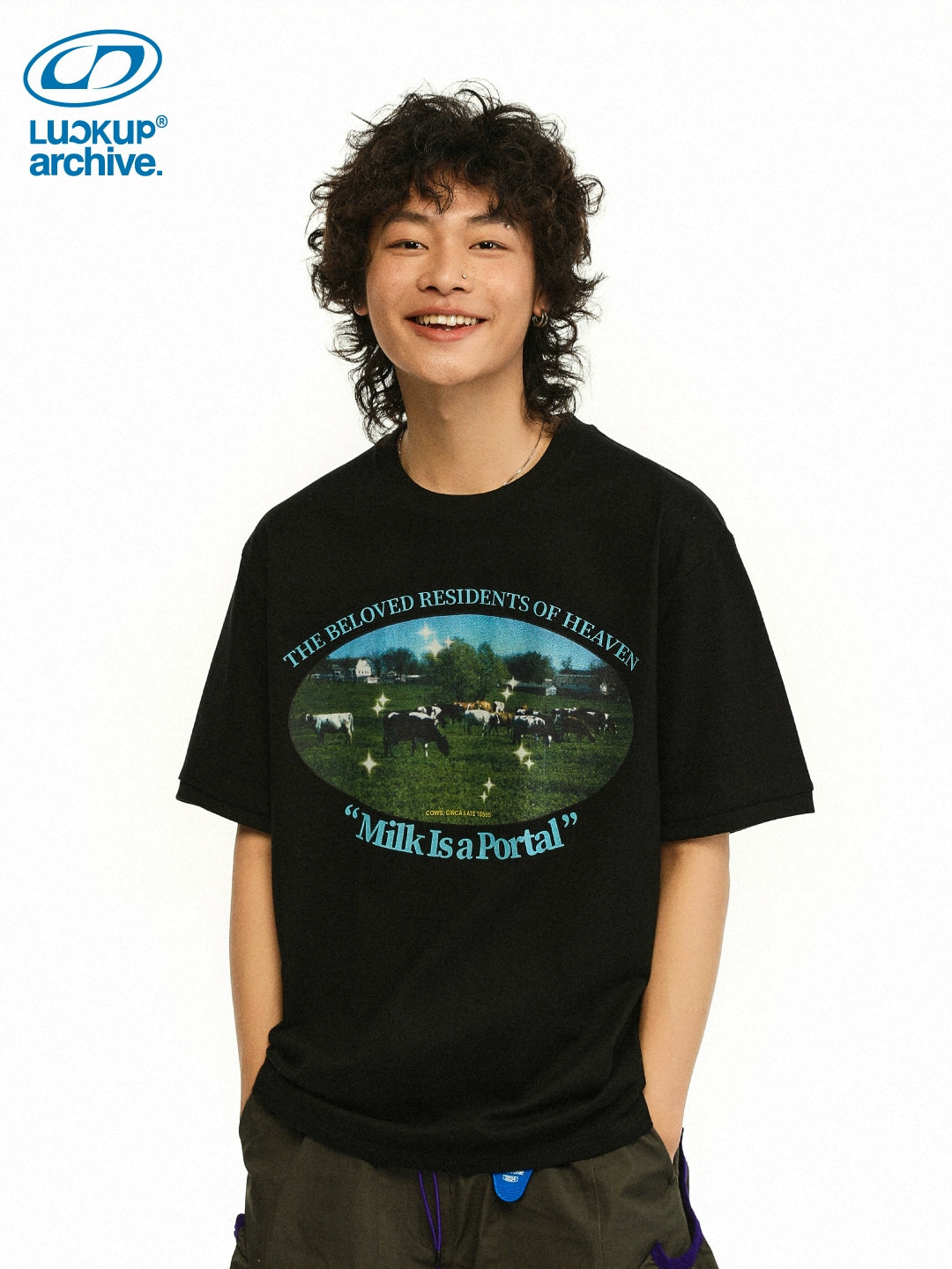 LUCKUP Retro Cow Print Tee