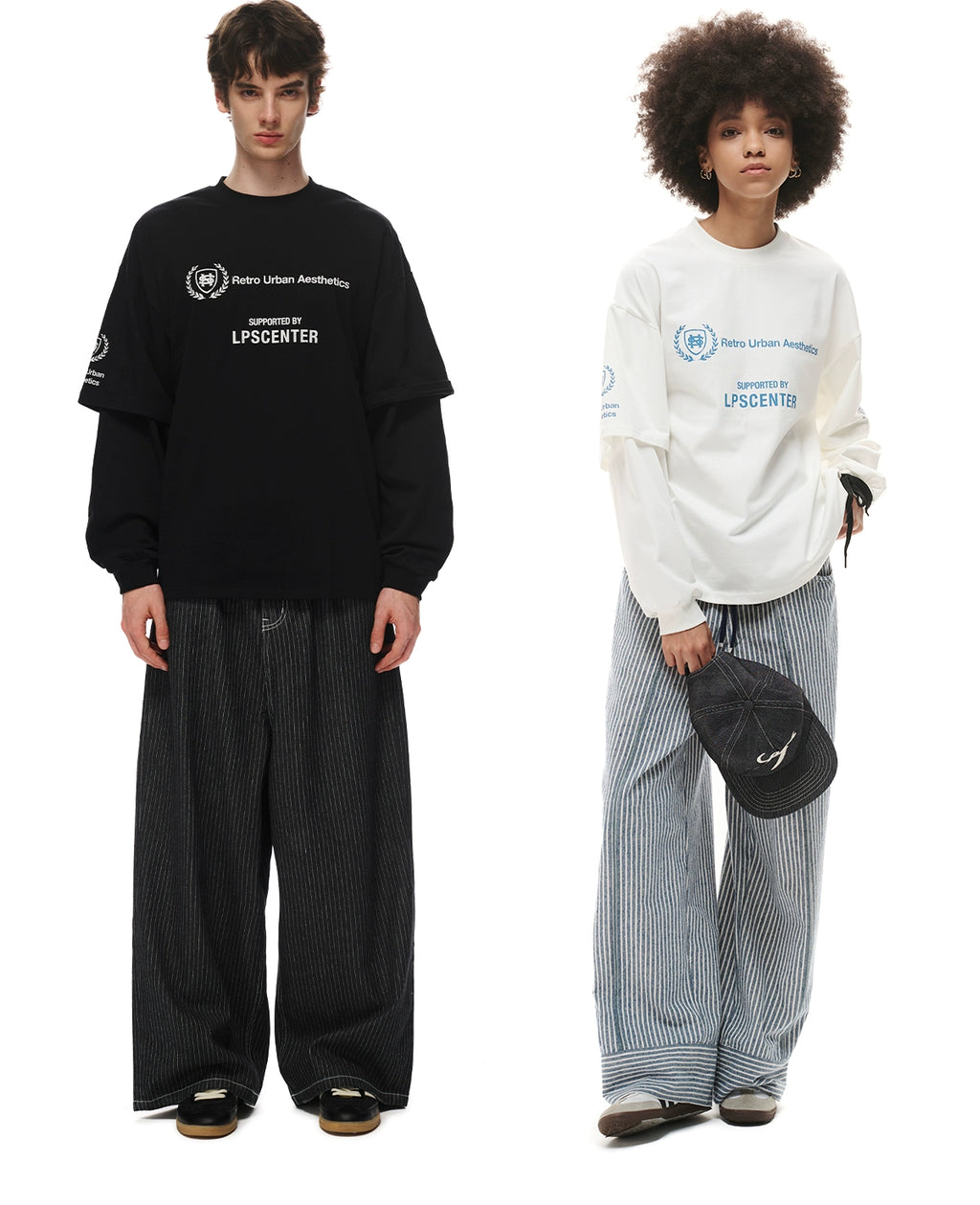 Loopsoon Fake Two-piece Creative Print Design Long Sleeve