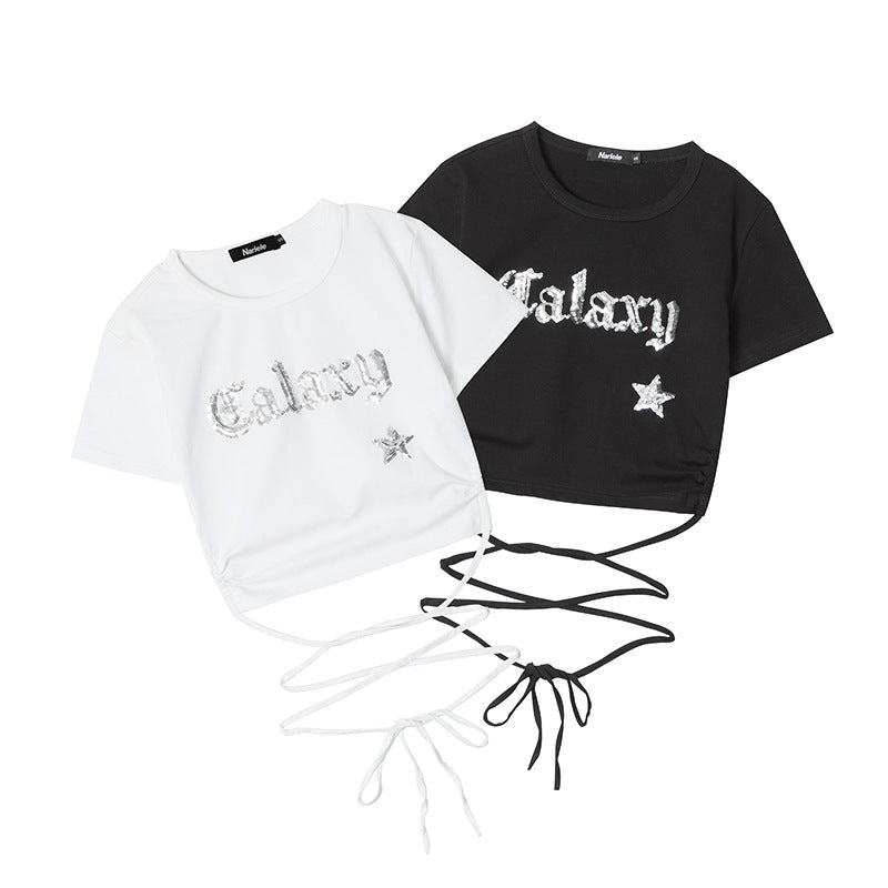 Nariele European and American Babes Sexy Straps Short Tee