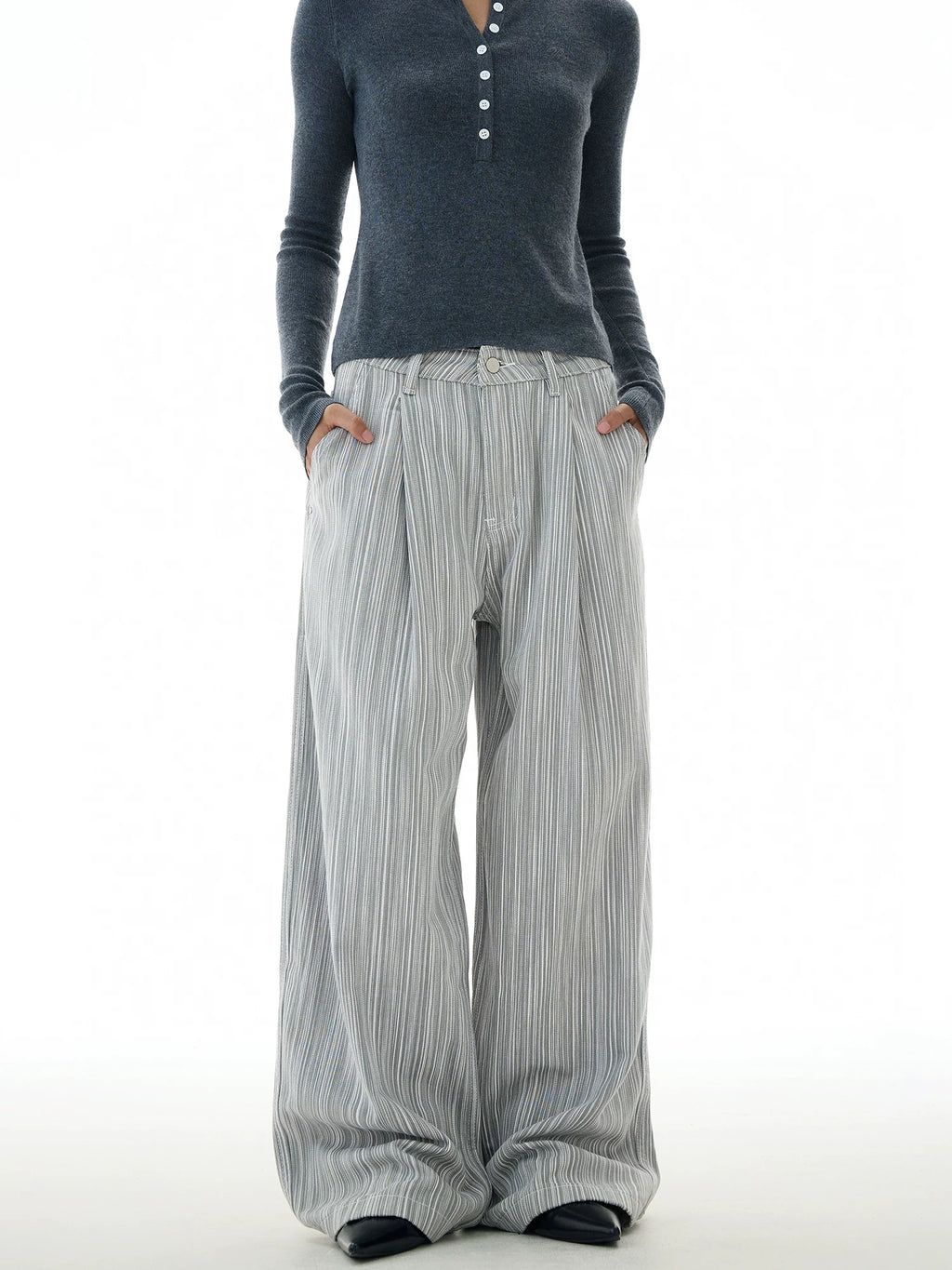 TRUQUEST Vintage Premium Striped Casual Straight Pants