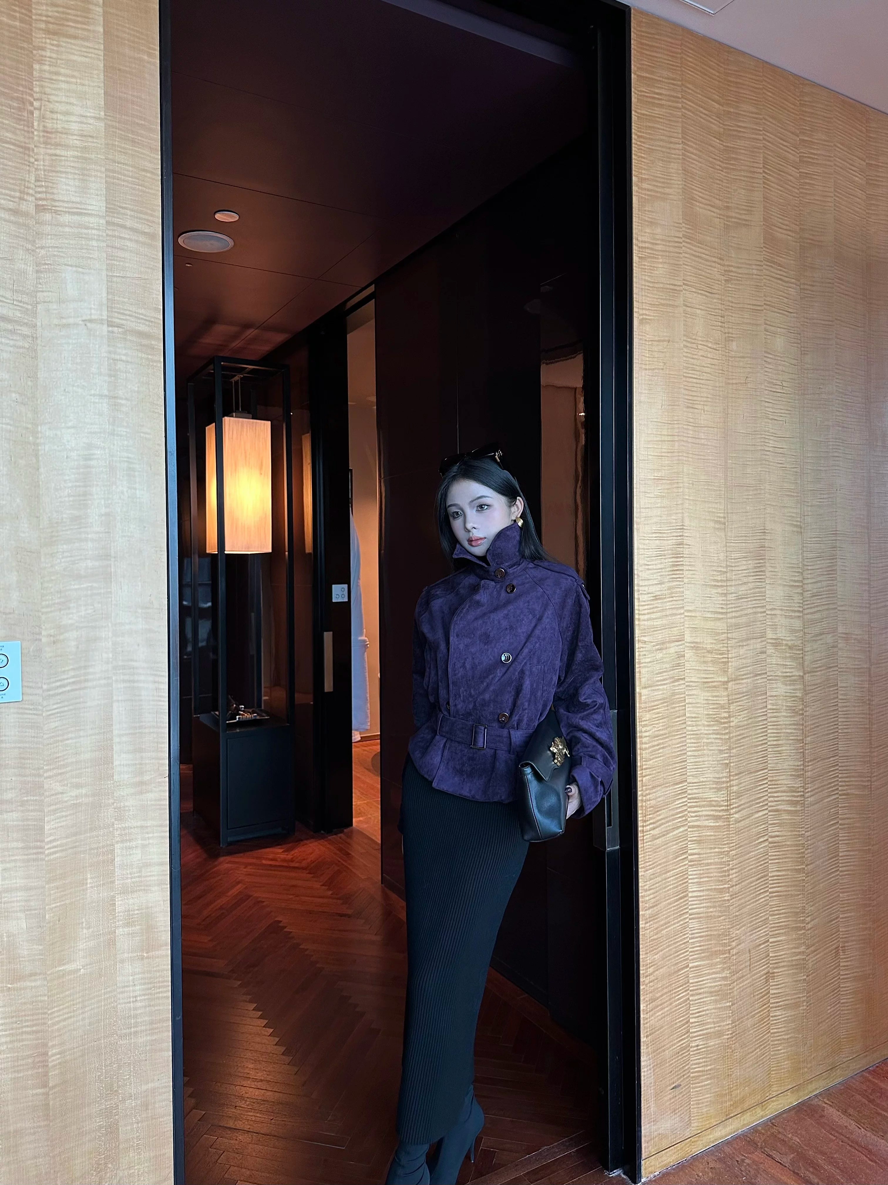 CHUYUQI Suede Thickened and Velvet Stand-up Collar Short Jacket