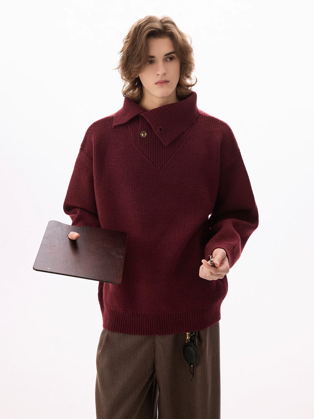 CHOR | 973g Breathable High-Neck Buttoned Turtleneck Sweater