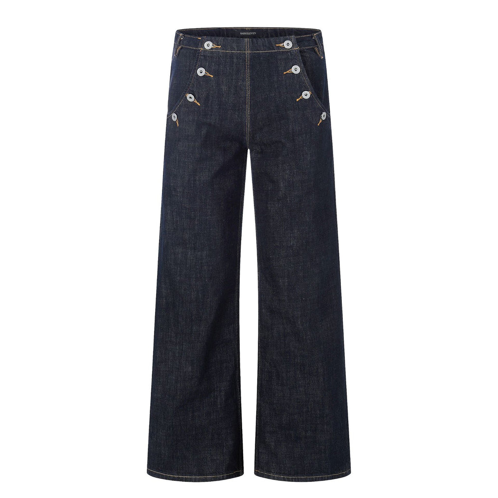 11KN Retro Multi-Button Casual Straight Jeans