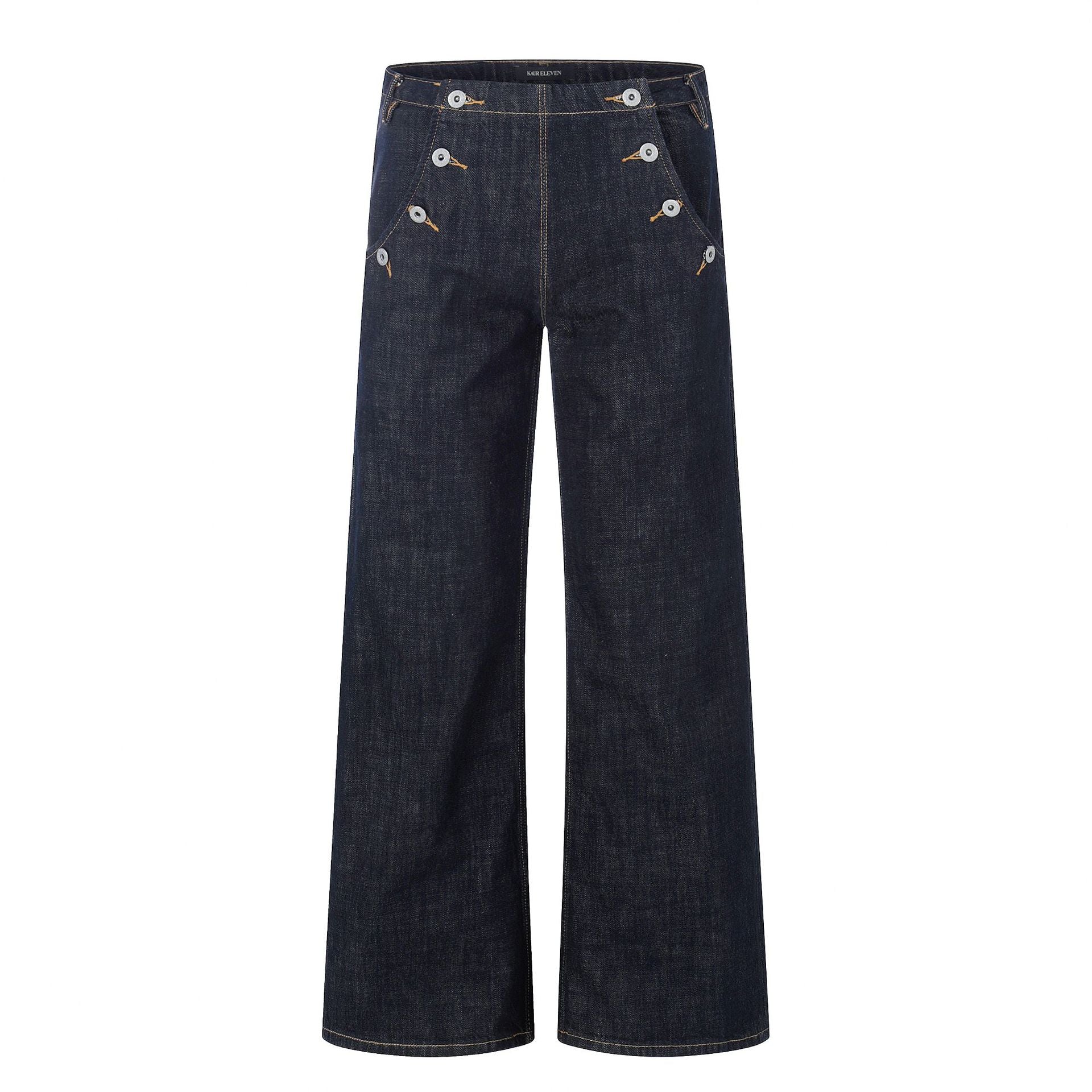 11KN Retro Multi-Button Casual Straight Jeans