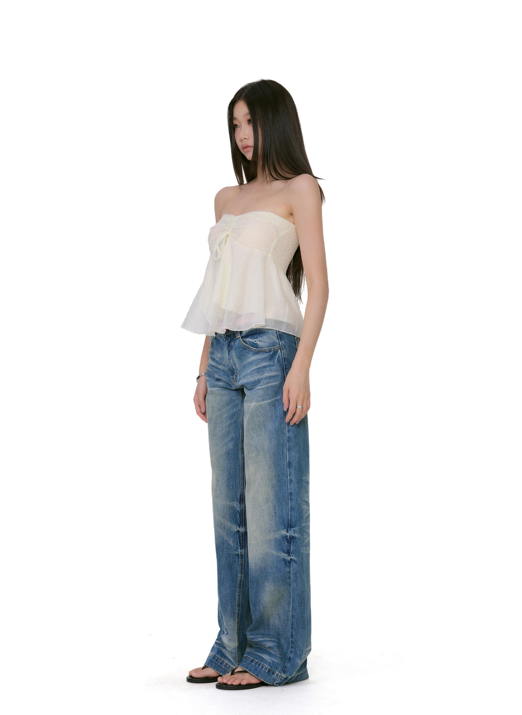 WITHMIN Low-rise Slim Retro Narrow Straight-leg Pants