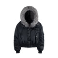 NOMANIAI Removable Fur Collar Nailed Hooded Embroidered Fleece Cotton Jacket