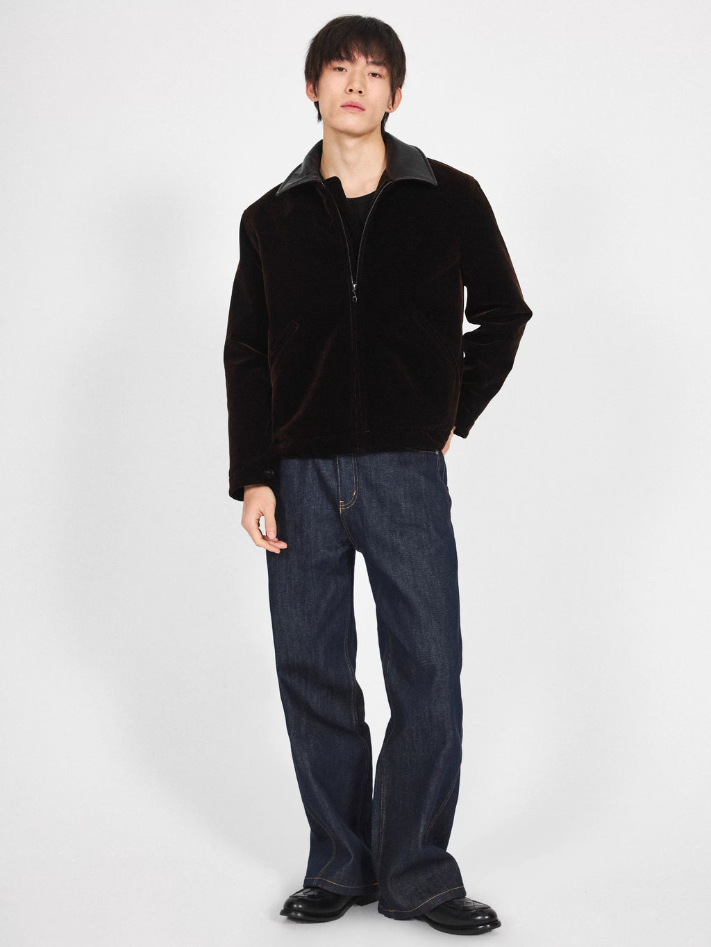 Stay The Night Velvet Leather Collar Shoulder Jacket